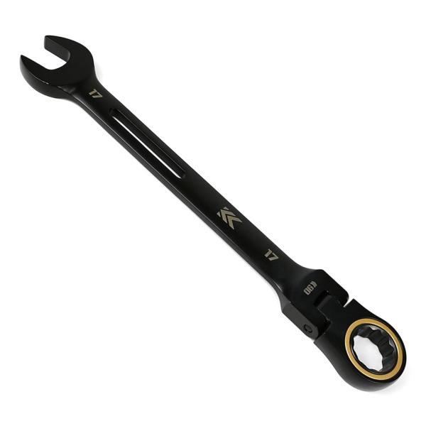 フジ矢 黒金 首振りラチェットコンビネーションレンチ KUROKIN 17mm ヘッド交換可能 CWL-17-BG