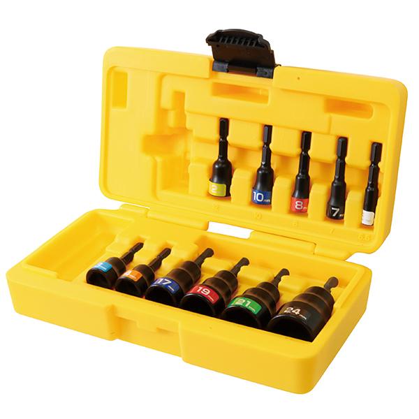 トップ工業 (TOP) 電動ドリル用 ショートソケット マットブラック ソケットセット 全長55mm 6角 インパクト ビット 六角ボルト・ナット締め (5.5mm〜24mm)