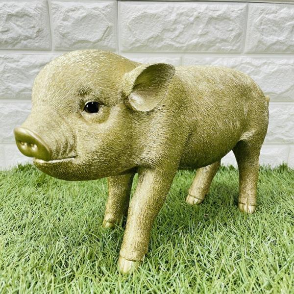 かわいい 置物 金の豚 大 ゴールデンピッグ おしゃれ 動物 玄関 トイレ インテ リア ギフト 可愛い リアル アニマルオブジェ