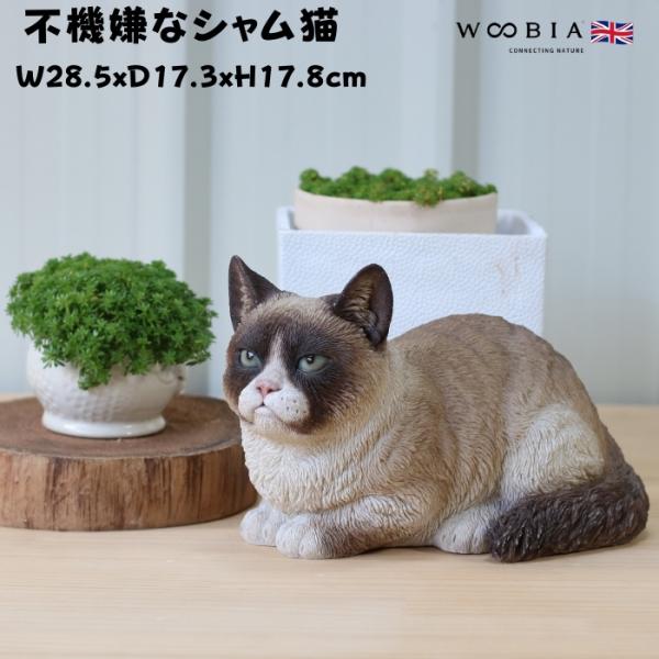 置物 猫 動物 かわいい 不機嫌なシャム猫 ネコ 高さ17.8cm woobia おしゃれ 大きい 玄関 インテリア 庭 ガーデン オブジェ 北欧 リアル 大型 ウービア 面白い