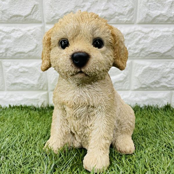 かわいい 犬 置物 お座りプードル おしゃれ 玄関 動物 トイレ インテリア プレゼント ギフト アニマルオブジェ