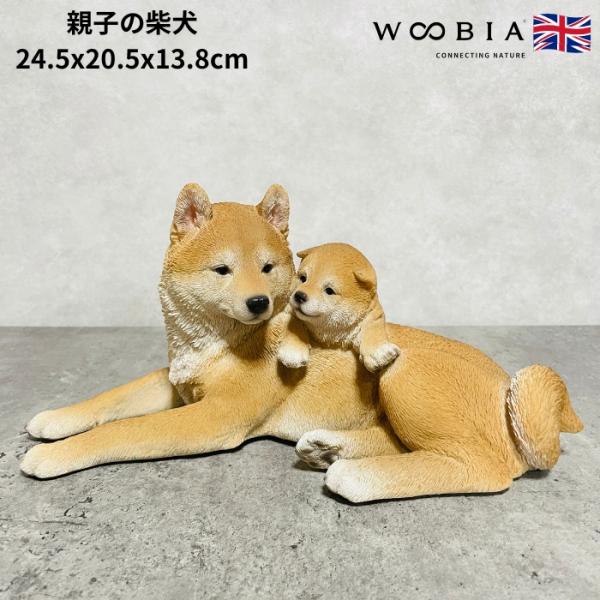 親子の柴犬の置物かわいい姿で玄関やお部屋に飾っておしゃれに。本体: 24.5 x 20.5 x 13.8 cm (幅x奥x高)パッケージ: 28.5 x 24.5 x 19.5 cm (幅x奥x高)素材：ポリレジン重量：720g【ウービア（...