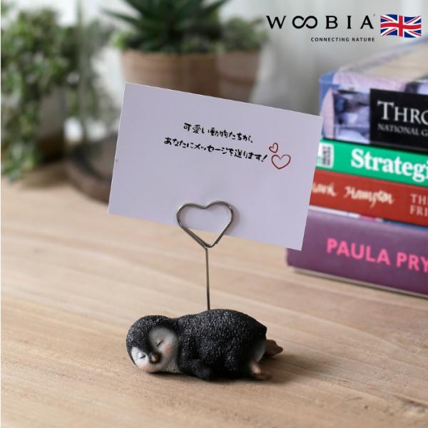 メモスタンド ペンギン かわいいメモクリップ 置物 インテリア メモホルダー カードクリップ  woobia ウービア