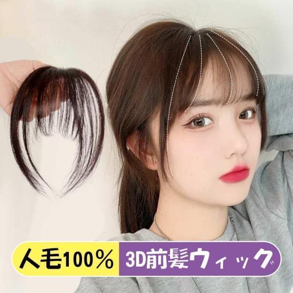 3D前髪ウィッグ シルク工芸 人毛100% 3D構造つむじ付き部分ウィッグ ポイントウィッグエクステンション つけ毛 自然 白髪隠し かつら