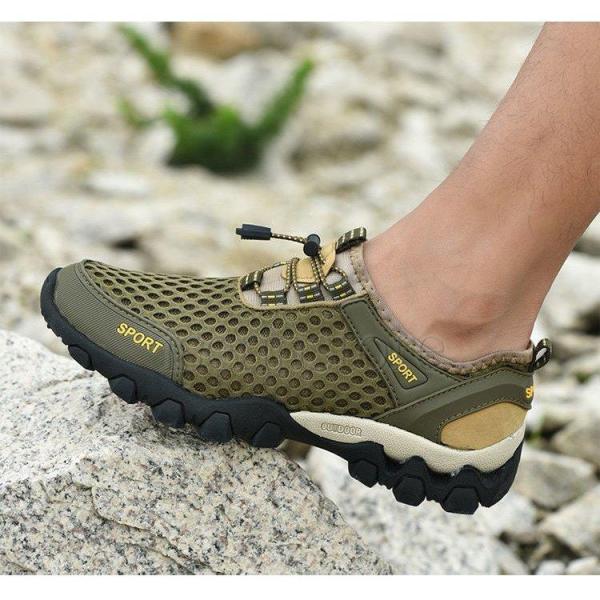 キーワード：サンダル アウトドア スポーツシューズ 水陸両用 通気性 メッシュシューズ カジュアル メンズ マリン ウォーターシューズ ビーチ 川 砂浜 潮干狩り キャンプ トレーニングシューズ　ハイキング 山登り素　材:ポリエステル、ラバ...
