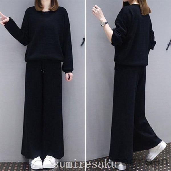 スウェット 上下 ジャージ セットアップ レディース ルームウェア かわいい おしゃれブラックカラーのスウェット上下セットです。ルームウェアからスポーツシーン、普段着として様々なシーンで着こなしてください。※サイズ小さめとなっていますので、...