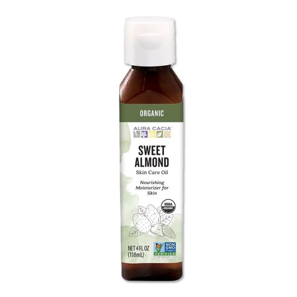 Aura Cacia Certified Organic Sweet Almond Skin Care Oil, 4 fl oz