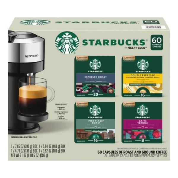 お取り寄せ スターバックス ネスプレッソ ヴァーチュオ専用 コーヒー＆エスプレッソカプセル バラエティパック 60個入り Starbucks Coffee