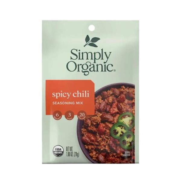 シンプリーオーガニック スパイシーチリ シーズニングミックス 28g Simply Organic Spicy Chili Seasoning Mix 1.0  お取り寄せ