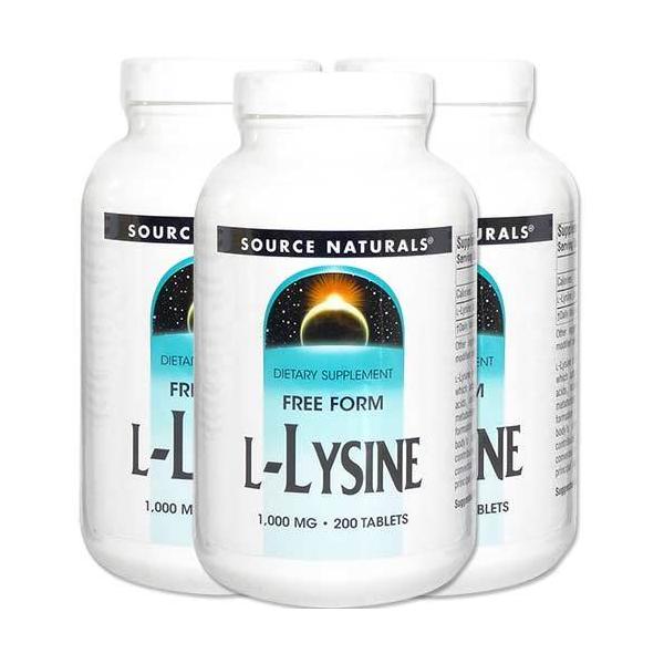 [3個セット] ソースナチュラルズ リジン サプリメント L-リジン 1000mg 200粒 Source Naturals L-Lsyine 1000mg 200Tablets