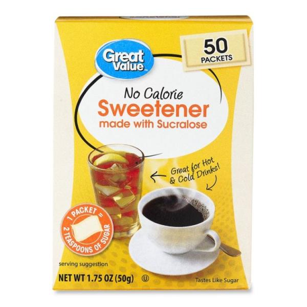 お取り寄せ 【ウォルマートブランド】グレートバリュー カロリーゼロ甘味料 スクラロース使用 約50g 50袋 Great Value No Calorie Sw