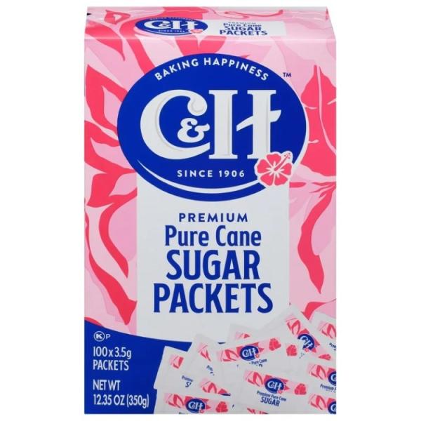 お取り寄せ シーアンドエイチ プレミアム ピュアケーンシュガー 100包 1包3.5g C&H Premium Pure Cane Sugar Packets,