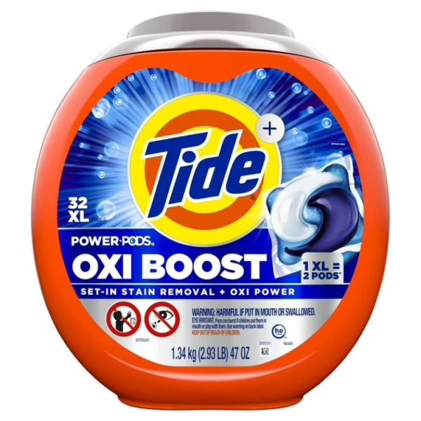 お取り寄せ タイド オキシブースト パワーポッズ ステインリムーバー＆オキシパワー 洗濯洗剤 32個 Tide Oxi Boost Power Pods wit