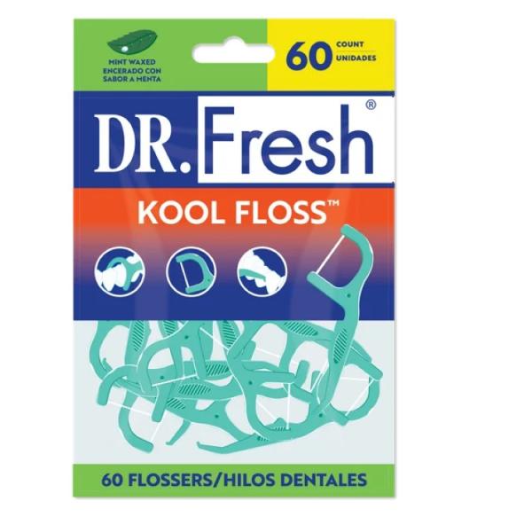 ドクターフレッシュ クールフロス ワックス付き デンタルフロス ピック ミント 再封可能パッケージ 60本 Dr. Fresh Kool Floss Waxed お取り寄せ