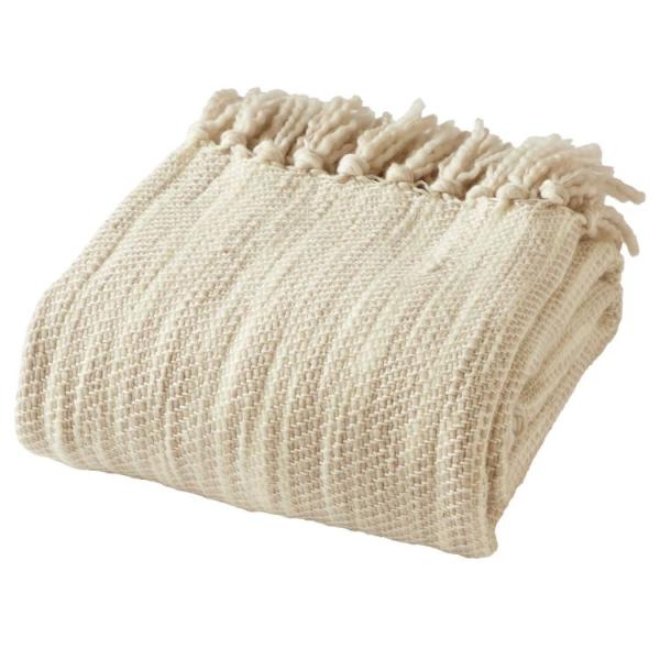 ビューティフル バイ ドリュー・バリモア スロー ブランケット ウーブン ニュートラル 約127×152cm Beautiful Throw Woven Neu お取り寄せ