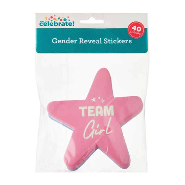 お取り寄せ 【ウォルマートブランド】ウェイトゥセレブレート ステッカー 40枚 ジェンダーリビール Team Boy or Team Girl Gender R