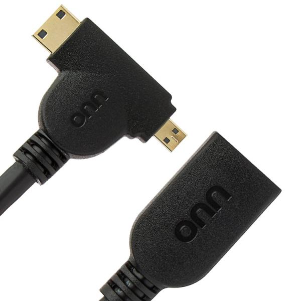 お取り寄せ オン Mini Micro HDMI to HDMI変換アダプター 4K対応 ブラック onn. Mini and Micro HDMI to HD