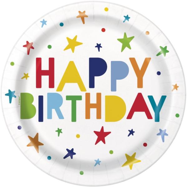 お取り寄せ 【ウォルマートブランド】ウェイトゥセレブレート 紙皿 約23cm 誕生日柄 10枚 Stars Happy Birthday Disposable