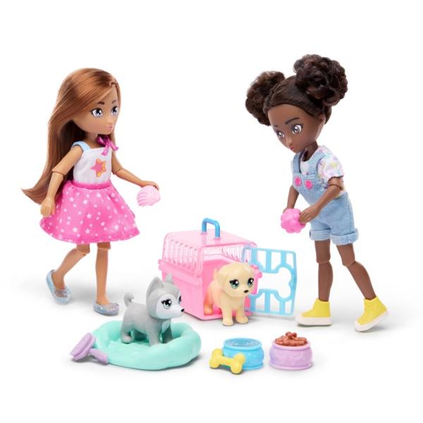 お取り寄せ ヘイベスティ イサ＆エヴィ 人形2体・犬2体 全18点 各約14cm 3歳以上 Hey Bestie Isa &amp; Evie Dolls w