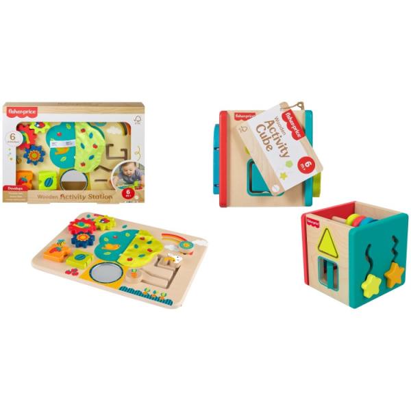 お取り寄せ フィッシャープライス 木製アクティビティステーション＆キューブ 2点セット 6か月以上 Fisher-Price Wooden Activ