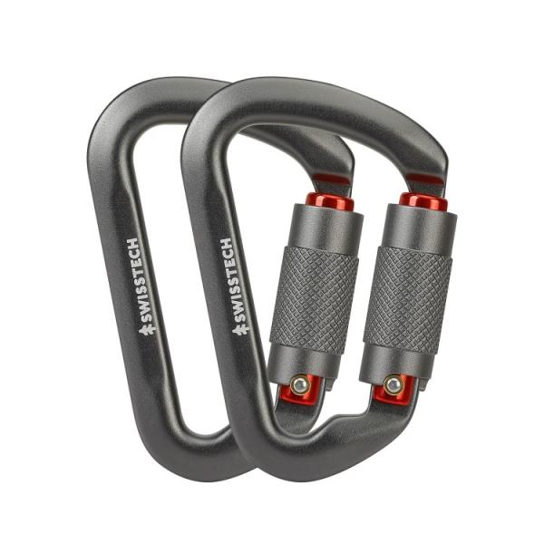 お取り寄せ スイステック 25キロニュートン 登山用オートロックカラビナ 2個セット 7075アルミ 軽量 Swiss Tech 25kN Climb