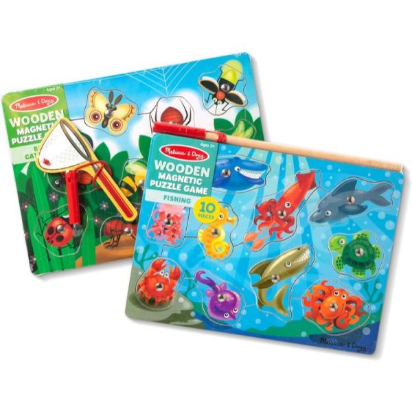 お取り寄せ メリッサ＆ダグ マグネット式 木製パズルゲームセット フィッシング＆虫とり Melissa &amp; Doug Magnetic Wooden