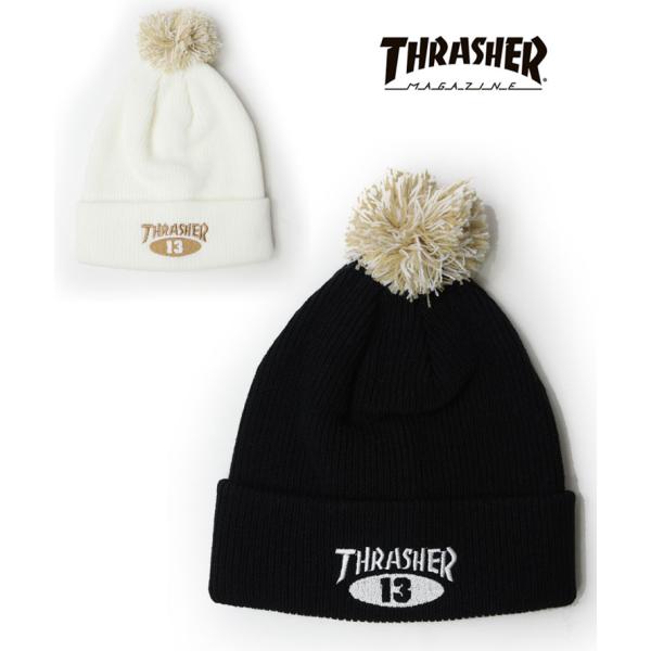 爆買 / THRASHER スラッシャー NEW OVAL 梵天付きニットキャップ 24TH-N54 ニット帽 帽子 ボンボリ ボンボン 秋 冬 秋冬