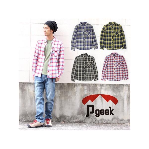爆買 / 男性 mens 長袖シャツ Pgeek チェック ネルシャツ トップス チェック
