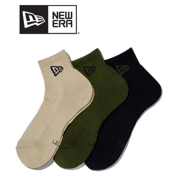 爆買 / ニューエラ NEW ERA ソックス アンクル 3ペア ソックス アンクル 3足セット ミリタリー ブラック/オリーブ/カーキ 14518189 スポーツ カジュアル 靴下
