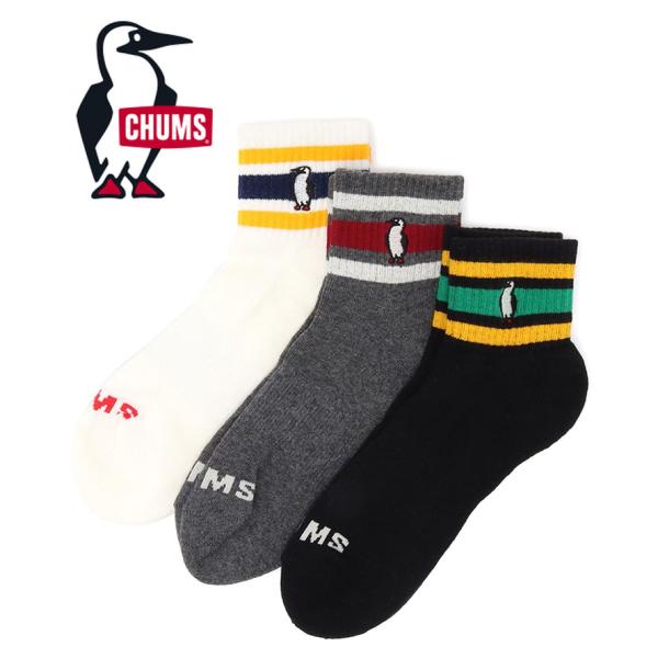 爆買 / CHUMS 3P Border Crew Socks チャムス 3Pボーダークルーソックス CH06-1131 ３足セット 抗菌防臭