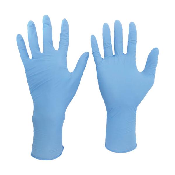 ミドリ安全 ニトリル使い捨て手袋 ロング 粉なし 青 L (100枚入)  (VERTE-756H-L) 保護具