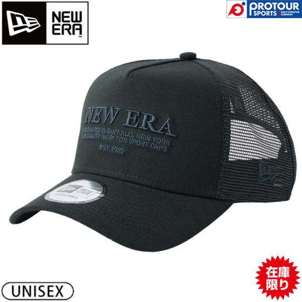 【在庫限り】NEW ERA 14744902 / ニューエラ 9FORTY A-Frame トラッカー Duck Canvas NEW ERAロゴ ブラック 2026年モデル ユニセックス 帽子 ゴルフキャップ