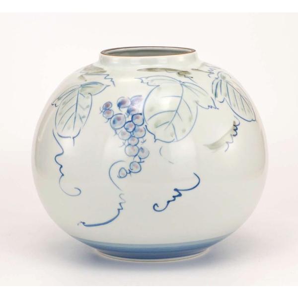 日本の伝統工芸品 九谷焼 8号花瓶 染色ぶどう＜プレゼント 新築祝い