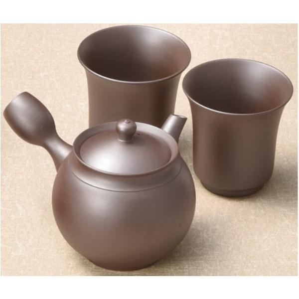 萬古焼 伝統工芸士 舘 正規 睦揃 丸肩月無地 急須/湯呑セット 共