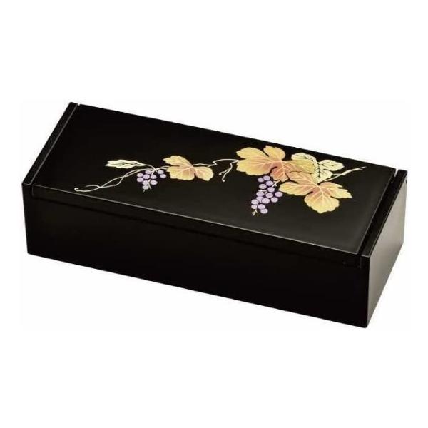 会津漆器 黒 長角ジュエリーBOX (ブドウ) （アクセサリーケース