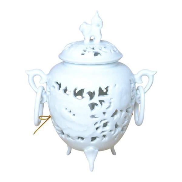 有田焼 白磁彫浮牡丹香炉（お部屋のインテリアにも・・） : 虹八 kohya