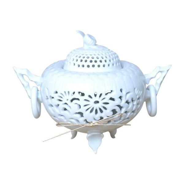 有田焼 白磁彫野菊香炉（お部屋のインテリアにも・・） : 虹八 kohya
