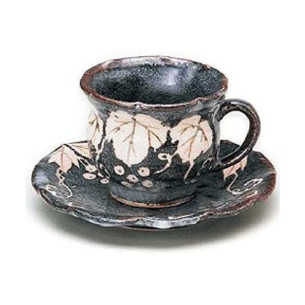 玉山窯 鼠志野ぶどう コーヒー碗皿 【カップ&ソーサー 美濃焼】 : 虹八