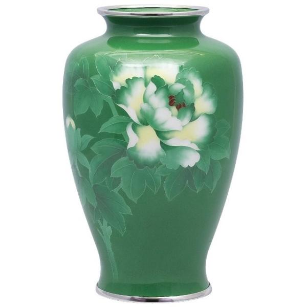【希少】七宝焼 翡翠 花瓶 鶴 共箱 台座付き 美品 七宝焼花瓶 赤地に鶴