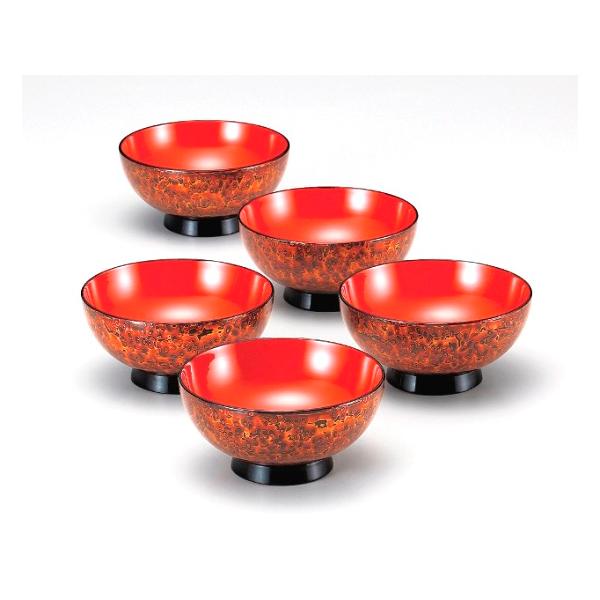 会津漆器 会津塗特選漆器 金虫喰塗 4.0 汁椀 (漆・手塗) 5客揃 会津漆器 会津塗特選漆器 金虫喰塗 4.0 汁椀 (漆・手塗) 5客揃