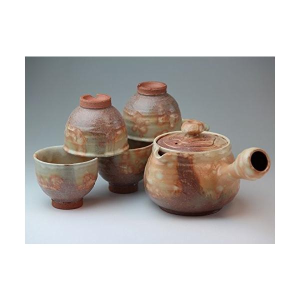 [新品]　萩焼　萩城窯　急須・湯呑み茶碗（計5点） 萩焼・茶器セット・湯呑・急須・菓子器・No.240508-05・梱包