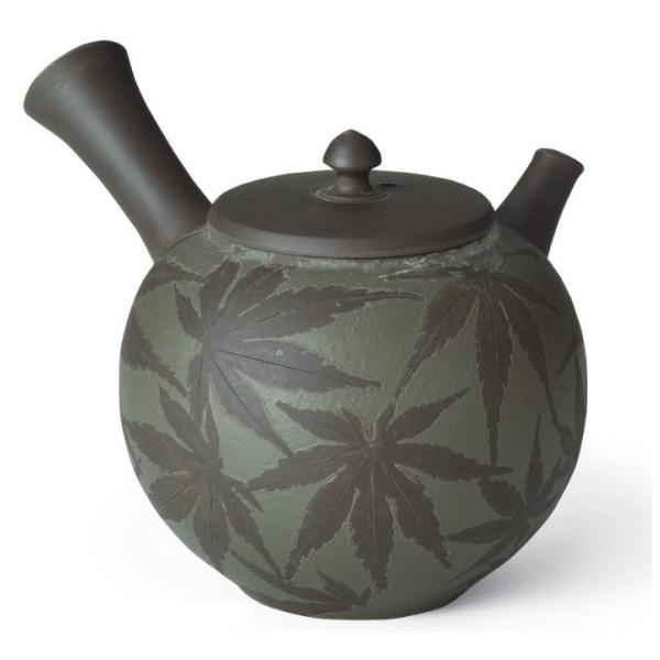 常滑焼急須 【名工作品】青峰 黒もみじ 310ml ささめ茶こし : 虹八