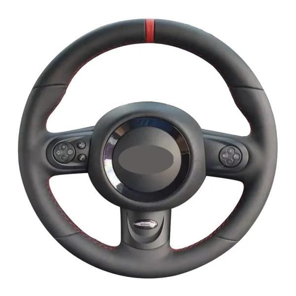 【並行輸入品】 ミニレザーカーステアリングホイールカバー ハッチバック/ミニr56/r57 ディスコマン バンバンクーペ 3スポークカーアクセサリー用