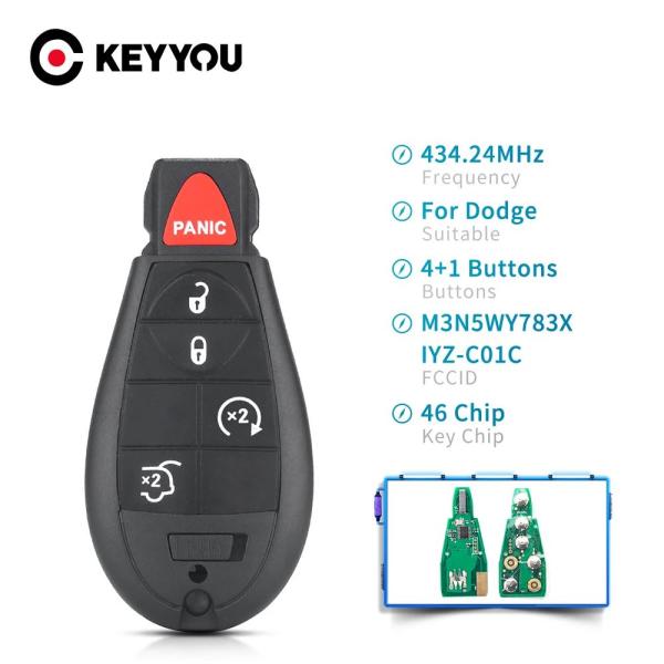 並行輸入品 KEYYOUクライスラーダッジラム2008 2009 2010 2011 2012充電器マグナムチャレンジャー5 4 + 1ボタンキーレキー