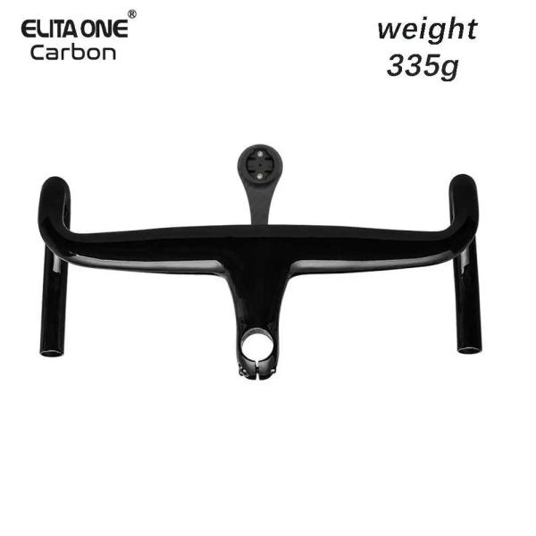 並行輸入品 ELITAONE H6 ロードハンドルバー/ベントバーカーボン一体型ハンドルバーステムチタンネジボルト固定コンピュータホルダー付き