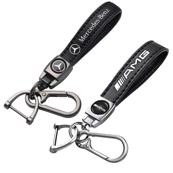 【新品】レア★Mercedes-Benz Collectionロングキーチェーン 並行輸入品革 エンブレムキーチェーンファッションキーリング