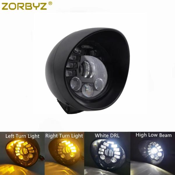 並行輸入品ZORBYZ バイク用 LED ブラック 6.5インチ バレットヘッドライト ホンダ スティードシャドウ ヤマハ ハーレー カスタムに適合