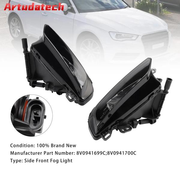 並行輸入品ARTUDATECH フロントフォグランプ ペア 電球付き アウディ A3 スポーツバック 8V0941700C 2015-2016用