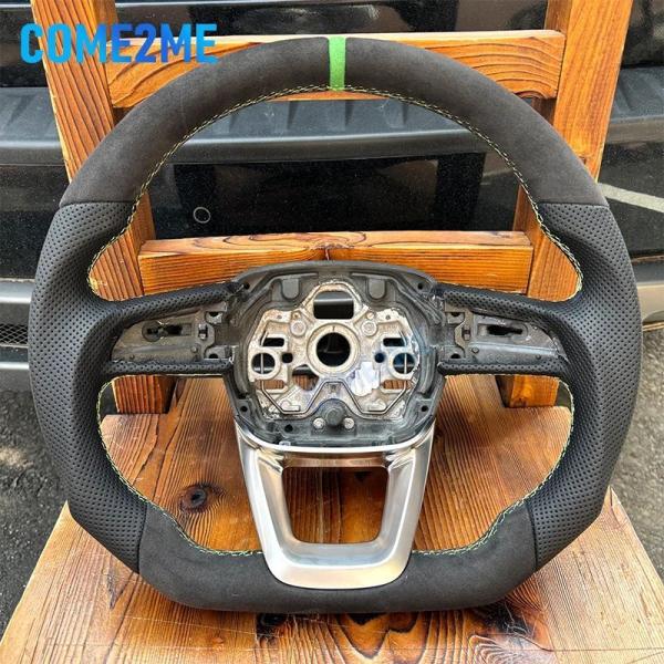 並行輸入品アウディ Q3 F3 用 グリーンステッチ カーボンレザー アルカンターラ ステアリングホイール カーアクセサリー