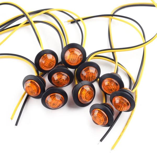 並行輸入品10個/セット 3/4インチ 3 LED アンバー 小型丸型 サイドマーカー インジケーターライト ボタンランプ 12V 汎用 車 トラック トレーラー